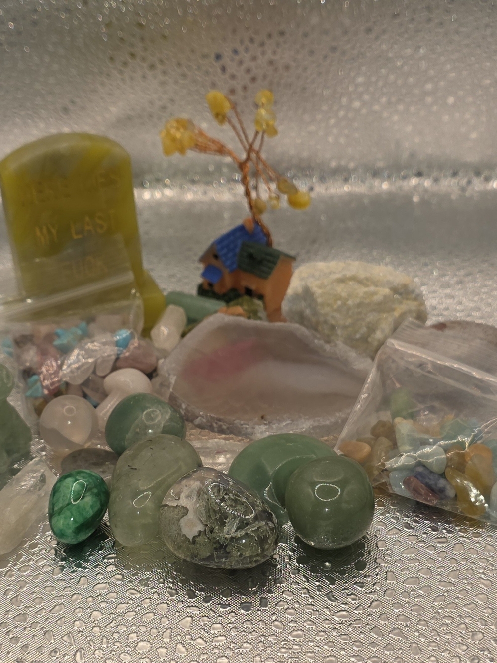 Crystal & Gemstone Decor Bundle | Stitch Carving, Mushroom, Agate & Gem Tree